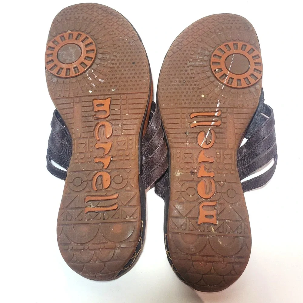 Merrell Thong Sandal Lidia Mahogany Women's Size 10 Leather J46304 Slip-on